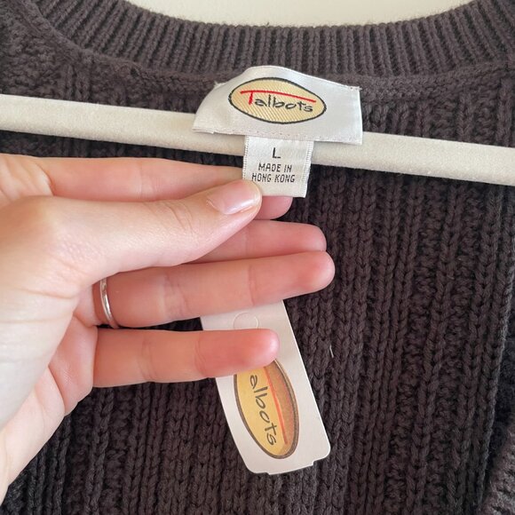 Talbots Cableknit Sweater Vest Chocolate Brown size L NWT - Picture 2 of 5